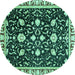 Round Oriental Turquoise Traditional Rug, abs2975turq