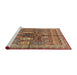 Sideview of Machine Washable Abstract Fire Brick Red Rug, wshabs2976