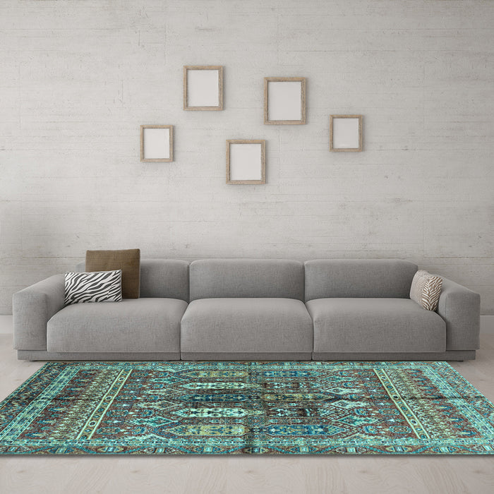 Machine Washable Abstract Light Blue Modern Rug in a Living Room, wshabs2976lblu