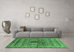 Machine Washable Abstract Emerald Green Modern Area Rugs in a Living Room,, wshabs2976emgrn