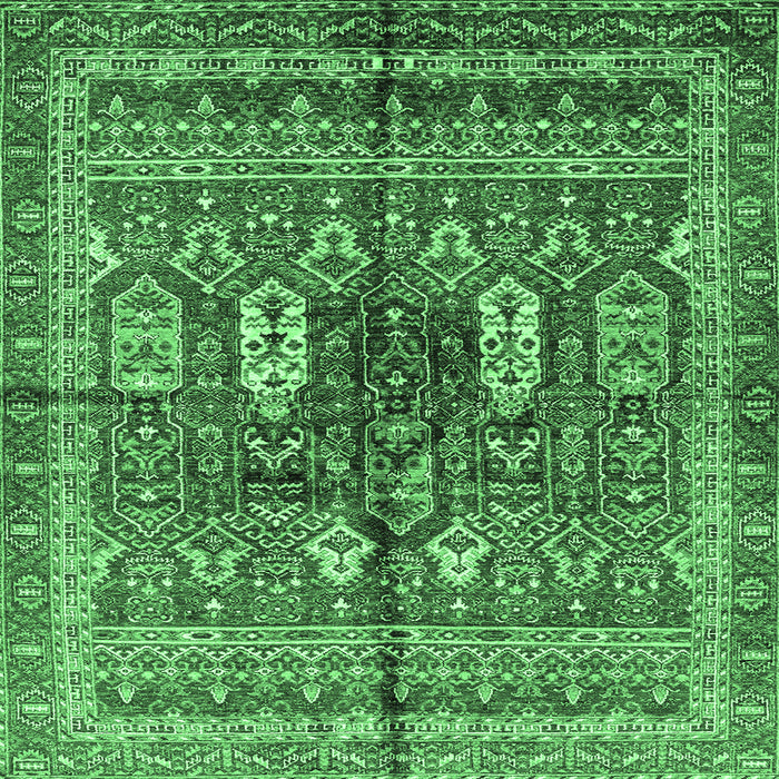 Square Abstract Emerald Green Modern Rug, abs2976emgrn