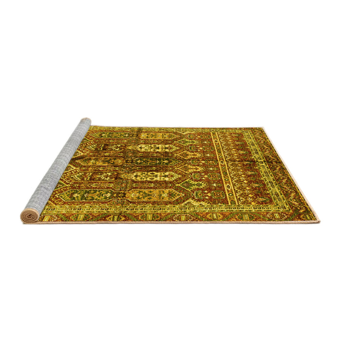 Sideview of Machine Washable Abstract Yellow Modern Rug, wshabs2976yw