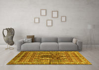 Machine Washable Abstract Yellow Modern Rug, wshabs2976yw