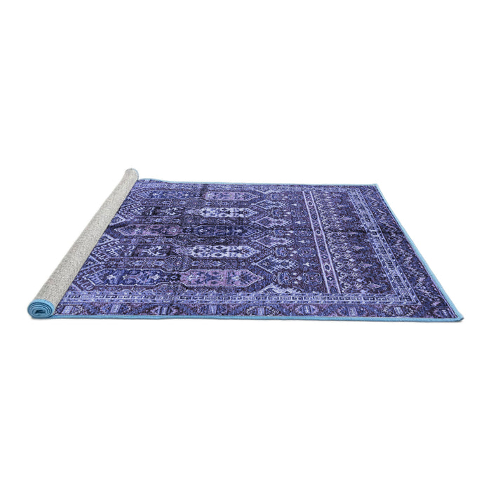 Sideview of Machine Washable Abstract Blue Modern Rug, wshabs2976blu