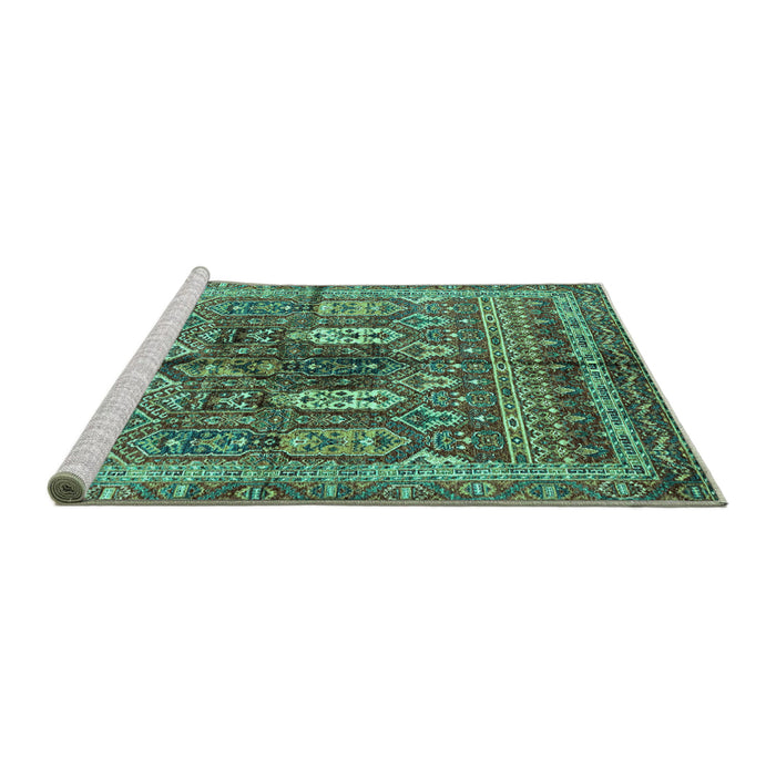 Sideview of Machine Washable Abstract Turquoise Modern Area Rugs, wshabs2976turq