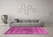 Machine Washable Abstract Pink Modern Rug in a Living Room, wshabs2976pnk