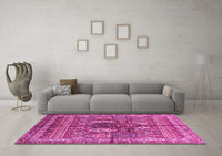 Machine Washable Abstract Pink Modern Rug, wshabs2976pnk