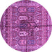 Round Machine Washable Abstract Purple Modern Area Rugs, wshabs2976pur