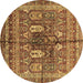 Round Abstract Brown Modern Rug, abs2976brn