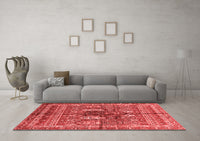 Machine Washable Abstract Red Modern Rug, wshabs2976red