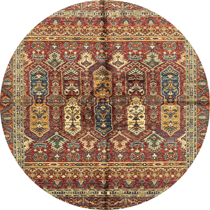 Round Machine Washable Abstract Fire Brick Red Rug, wshabs2976