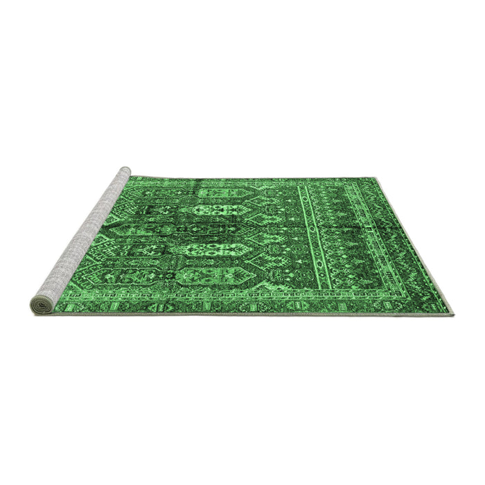 Sideview of Machine Washable Abstract Emerald Green Modern Area Rugs, wshabs2976emgrn