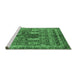 Sideview of Machine Washable Abstract Emerald Green Modern Area Rugs, wshabs2976emgrn