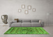 Machine Washable Abstract Green Modern Area Rugs in a Living Room,, wshabs2976grn