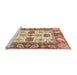 Sideview of Machine Washable Abstract Brown Gold Rug, wshabs2977