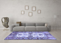 Machine Washable Abstract Blue Modern Rug, wshabs2977blu