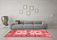 Machine Washable Abstract Red Modern Rug, wshabs2977red