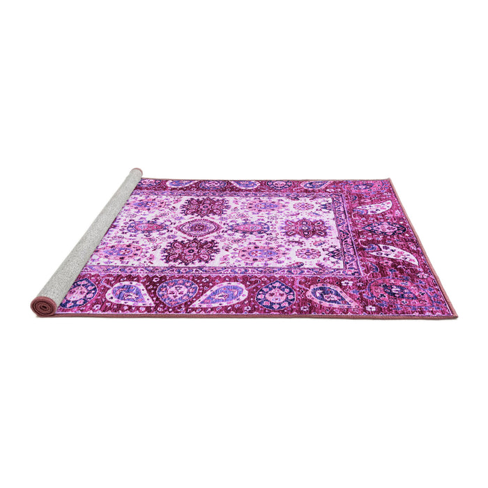 Sideview of Machine Washable Abstract Purple Modern Area Rugs, wshabs2977pur