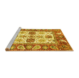Sideview of Machine Washable Abstract Yellow Modern Rug, wshabs2977yw