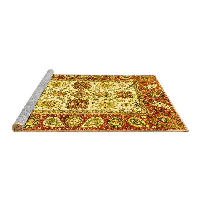 Sideview of Machine Washable Abstract Yellow Modern Rug, wshabs2977yw