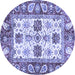 Round Abstract Blue Modern Rug, abs2977blu