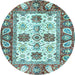 Round Abstract Light Blue Modern Rug, abs2977lblu