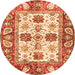 Round Abstract Orange Modern Rug, abs2977org