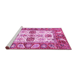 Sideview of Machine Washable Abstract Pink Modern Rug, wshabs2977pnk