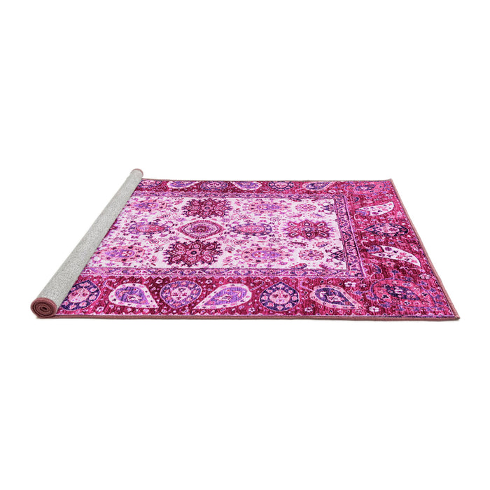 Sideview of Machine Washable Abstract Pink Modern Rug, wshabs2977pnk