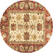 Round Machine Washable Abstract Brown Modern Rug, wshabs2977brn