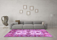 Machine Washable Abstract Purple Modern Rug, wshabs2977pur