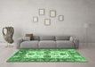 Machine Washable Abstract Emerald Green Modern Area Rugs in a Living Room,, wshabs2977emgrn