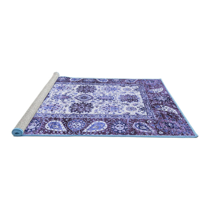 Sideview of Machine Washable Abstract Blue Modern Rug, wshabs2977blu