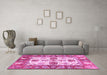 Machine Washable Abstract Pink Modern Rug in a Living Room, wshabs2977pnk