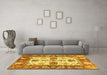 Machine Washable Abstract Yellow Modern Rug in a Living Room, wshabs2977yw