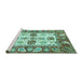 Sideview of Machine Washable Abstract Turquoise Modern Area Rugs, wshabs2977turq