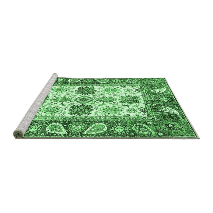 Sideview of Machine Washable Abstract Emerald Green Modern Area Rugs, wshabs2977emgrn