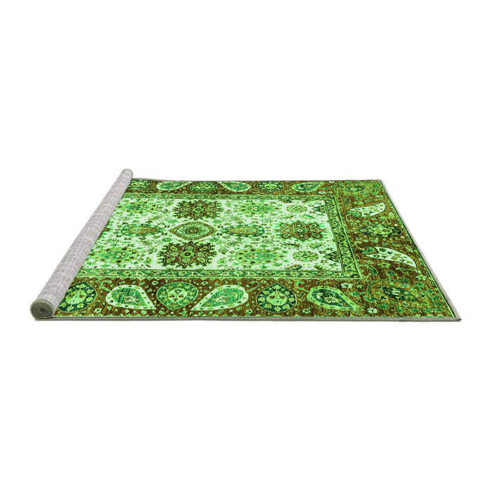 Sideview of Machine Washable Abstract Green Modern Area Rugs, wshabs2977grn