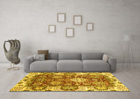 Machine Washable Abstract Yellow Modern Rug, wshabs2978yw