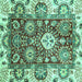 Square Machine Washable Abstract Turquoise Modern Area Rugs, wshabs2978turq