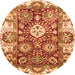 Round Machine Washable Abstract Orange Modern Area Rugs, wshabs2978org