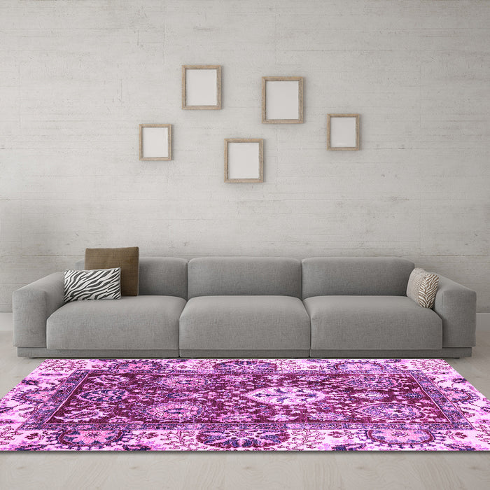 Machine Washable Abstract Purple Modern Area Rugs in a Living Room, wshabs2978pur