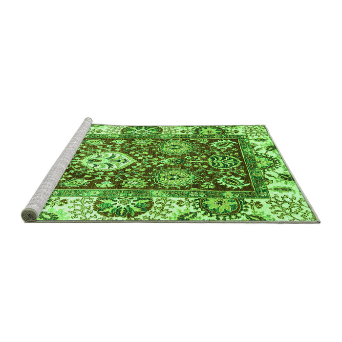 Sideview of Machine Washable Abstract Green Modern Area Rugs, wshabs2978grn