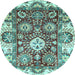 Round Abstract Light Blue Modern Rug, abs2978lblu