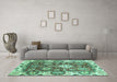 Machine Washable Abstract Turquoise Modern Area Rugs in a Living Room,, wshabs2978turq