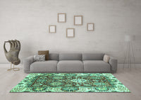 Machine Washable Abstract Turquoise Modern Rug, wshabs2978turq