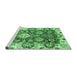 Sideview of Machine Washable Abstract Emerald Green Modern Area Rugs, wshabs2978emgrn