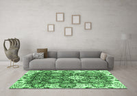 Machine Washable Abstract Emerald Green Modern Rug, wshabs2978emgrn