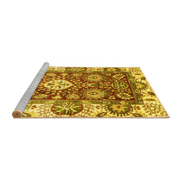 Sideview of Machine Washable Abstract Yellow Modern Rug, wshabs2978yw