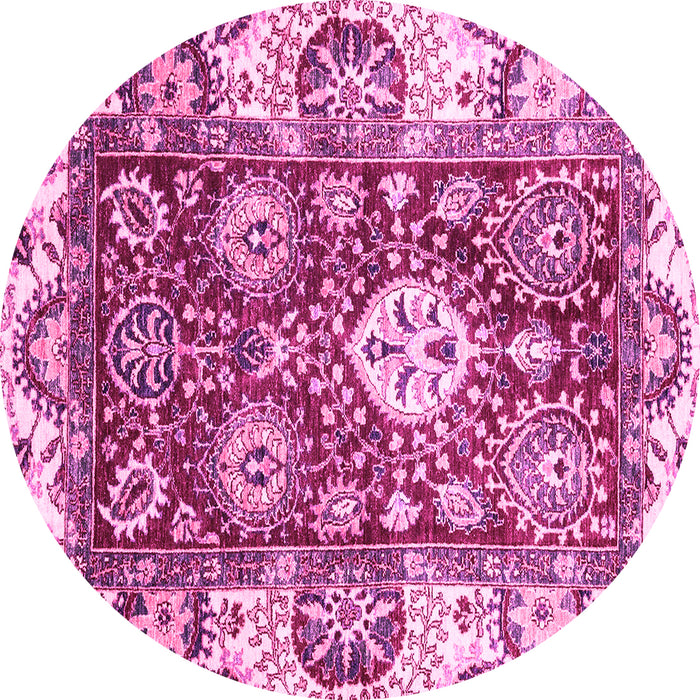 Round Abstract Pink Modern Rug, abs2978pnk